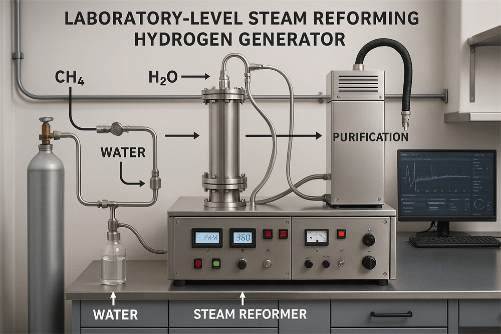 close up of lab scale hydrogen generator 3