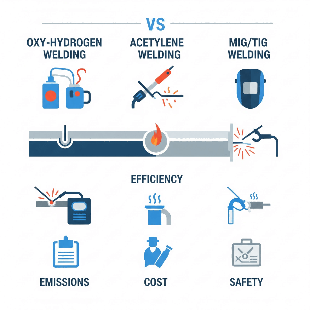 oxy-hydrogen-generators comparison chart of welding methods
