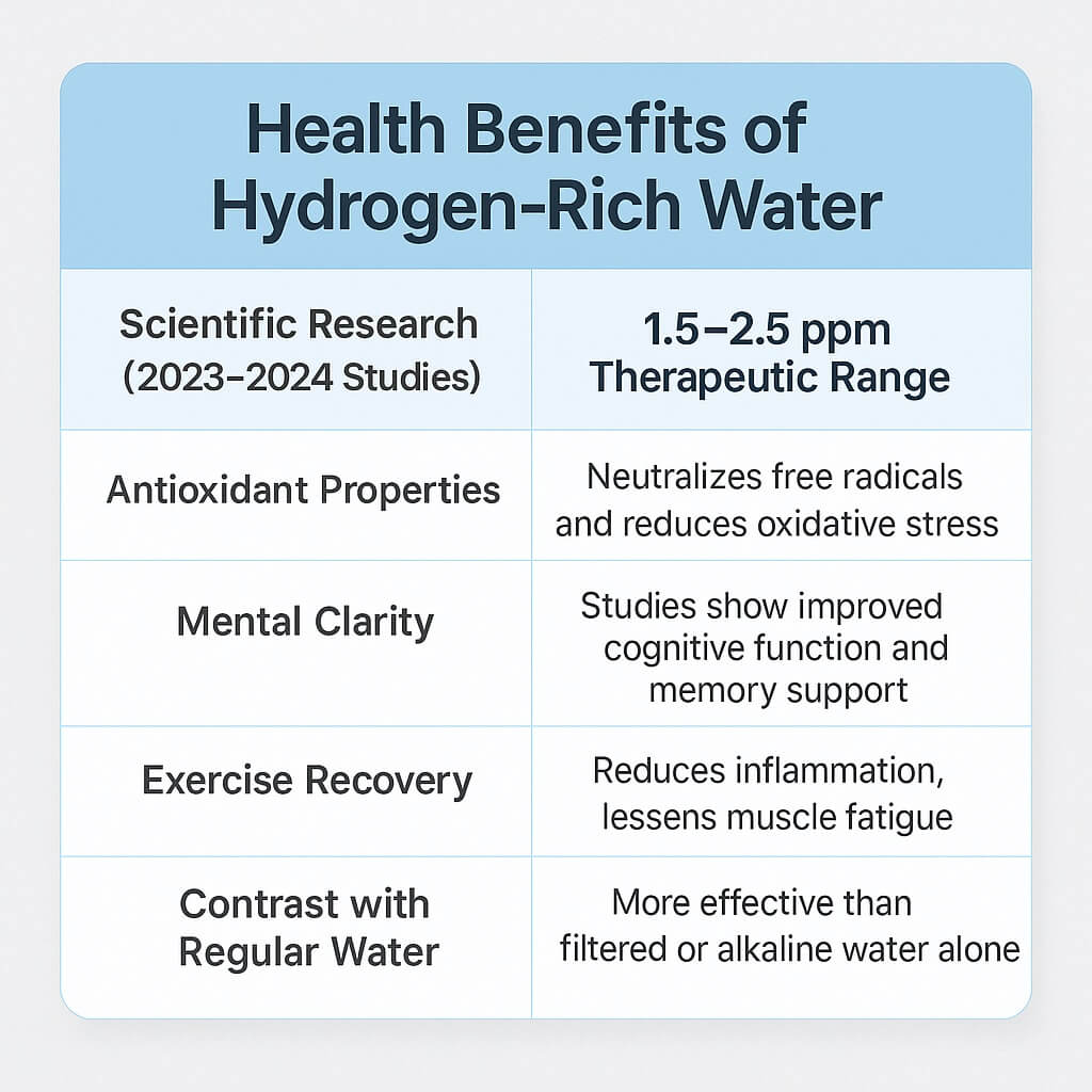 health benefits of hydrogen rich water