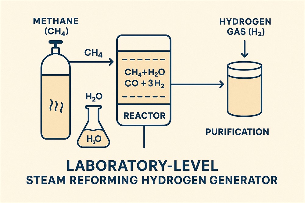 scientific diagram showing methane and steam reacting 2