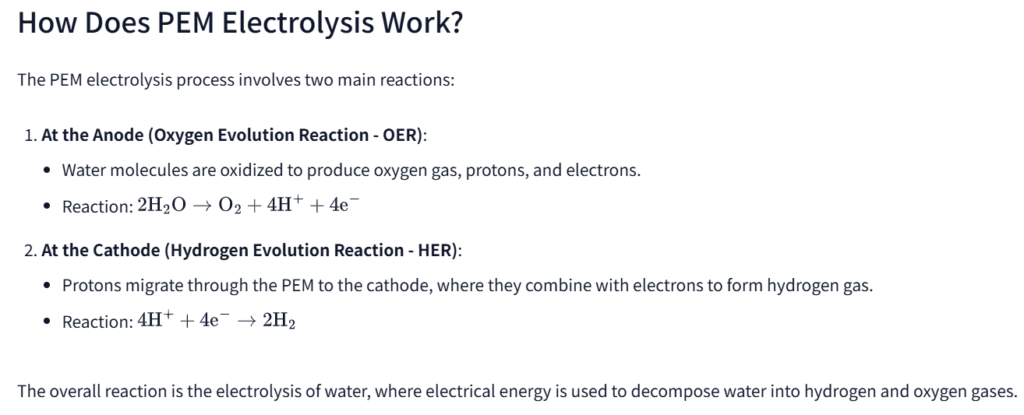 ow Does PEM Electrolysis Work?