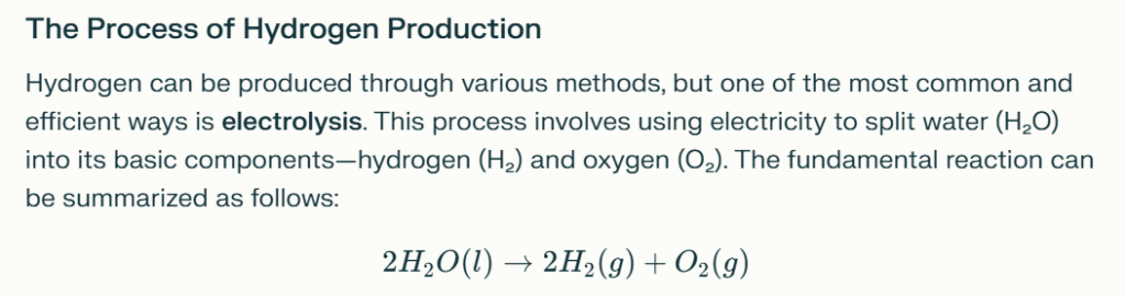 The Process of Hydrogen Production