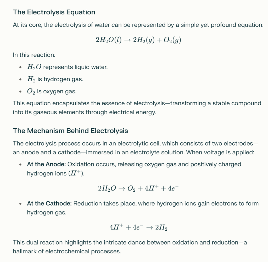 The Electrolysis Equation