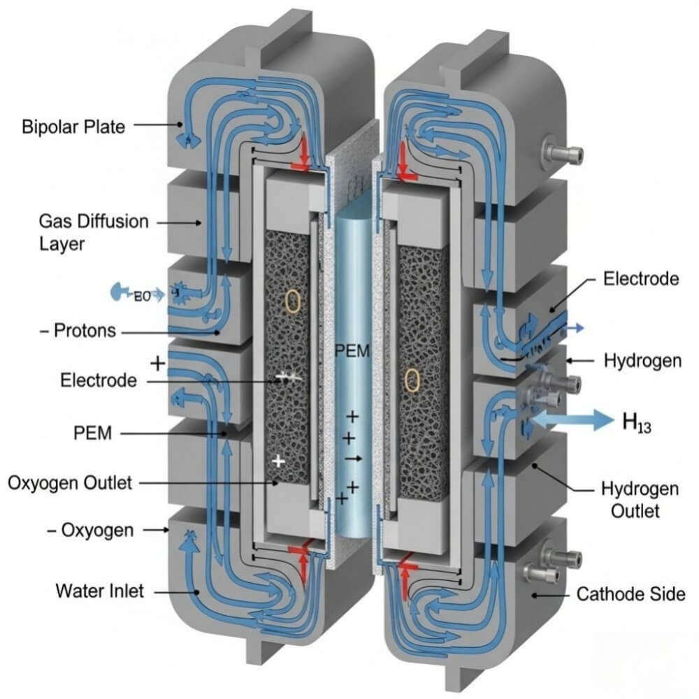 pem electrolyzer stack diagram