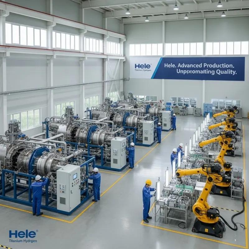Hele Titanium Hydrogen PEM electrolyzer OEM manufacturing facility with advanced production capabilities