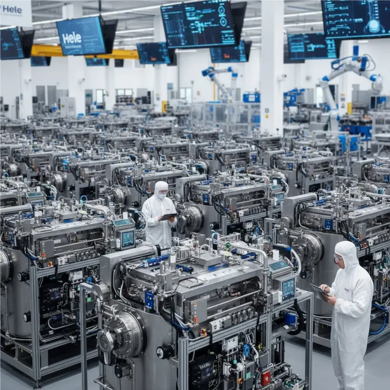 hele titanium hydrogen pem electrolyzer manufacturing facility quality control