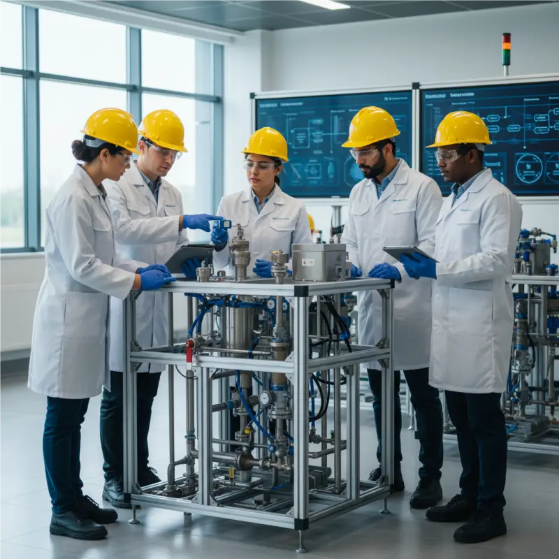 Hands-on electrolyzer operator training at Hele Titanium Hydrogen facility.