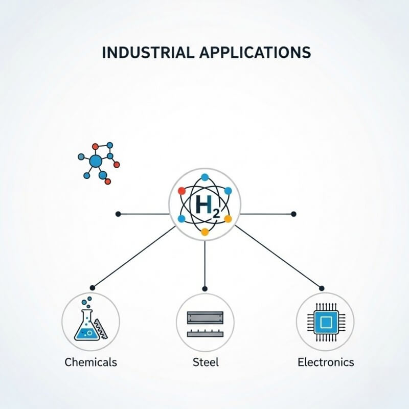 hydrogen applications infographic industrial manufacturing