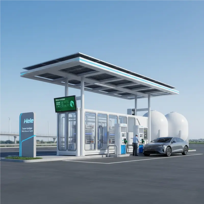 Hydrogen refueling station powered by PEM electrolyzer technology, available for commercial OEM and wholesale buyers.