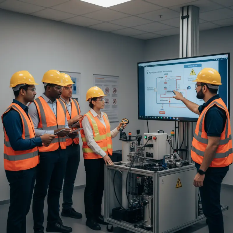 Hydrogen safety training session for electrolyzer operators