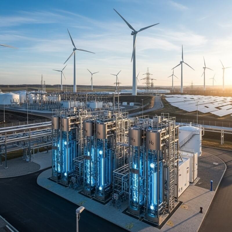 large scale hydrogen electrolyzer system industrial facility