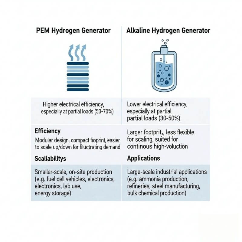 PEM vs Alkaline hydrogen generator technology comparison for B2B buyers