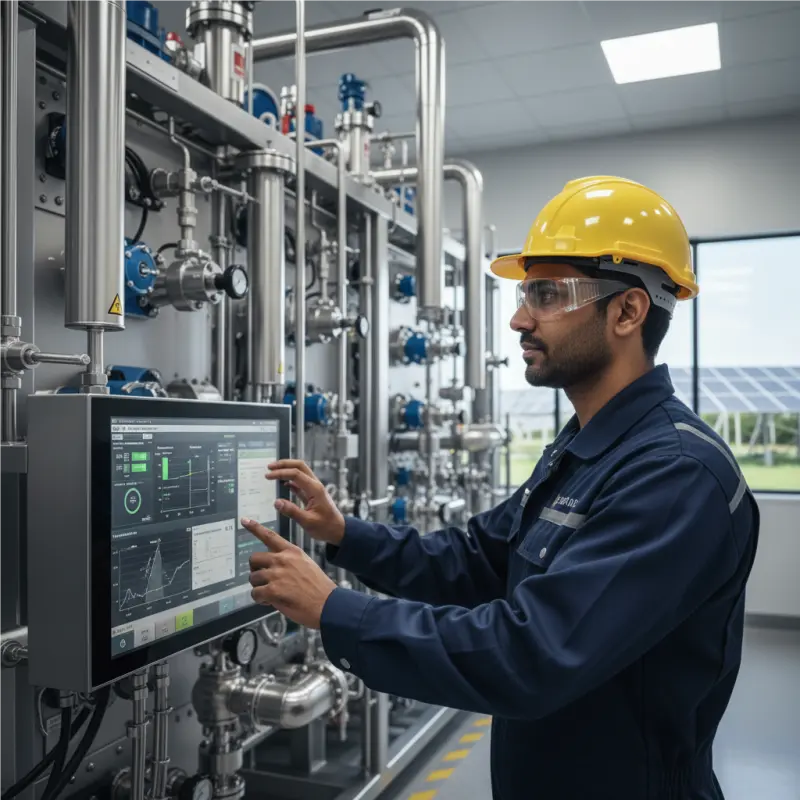 operator optimizing electrolyzer efficiency