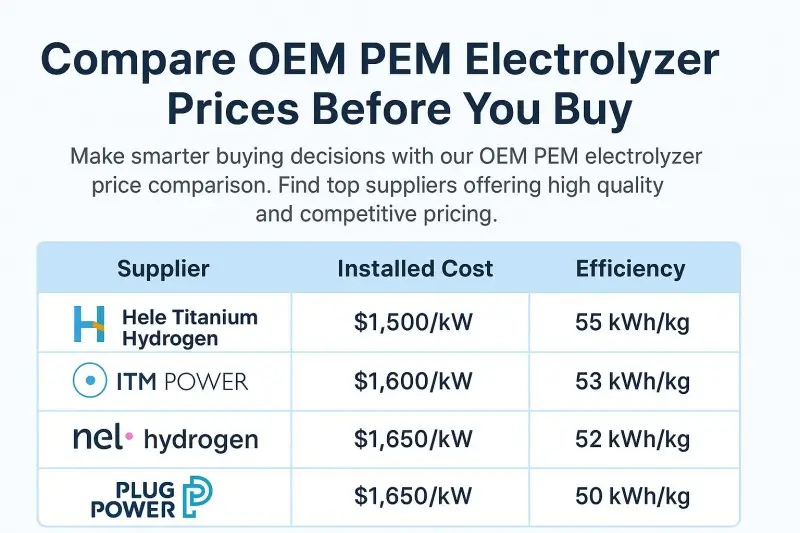 pem electrolyzer supplier comparison