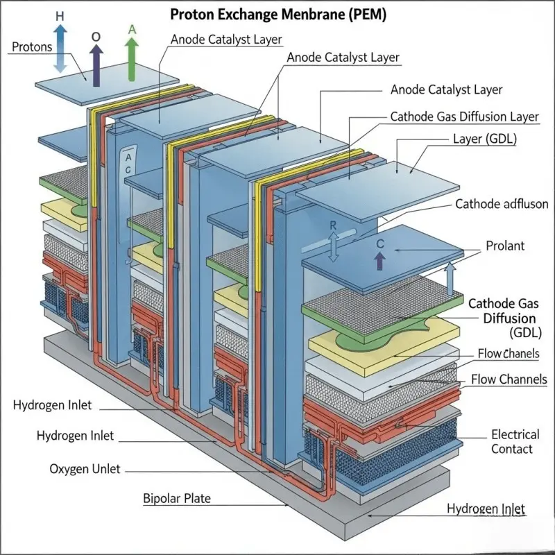 pem fuel cell stack diagram components