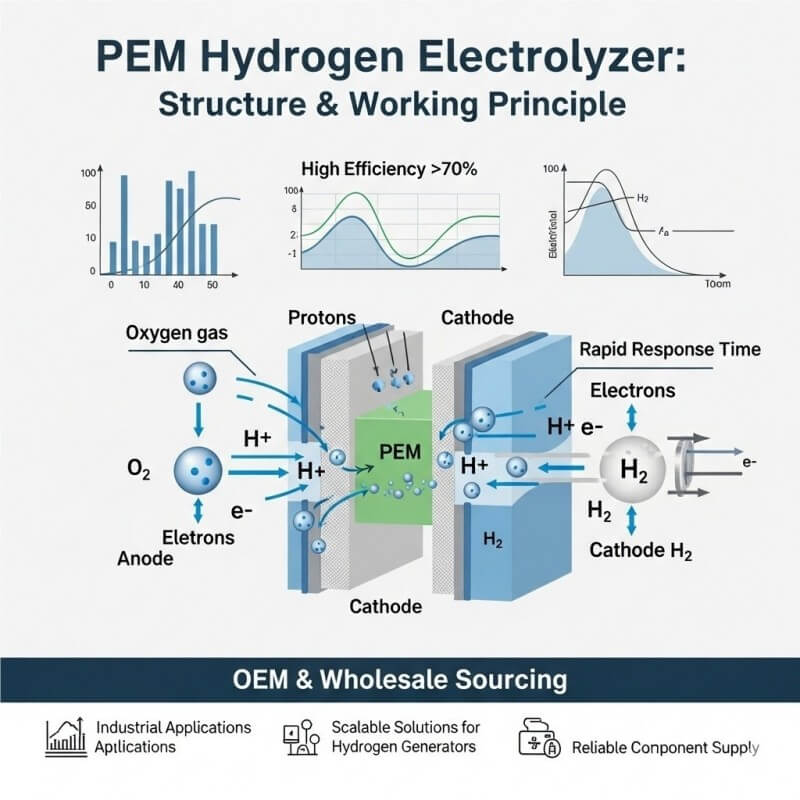PEM hydrogen electrolyzer diagram for industrial hydrogen production OEM and wholesale