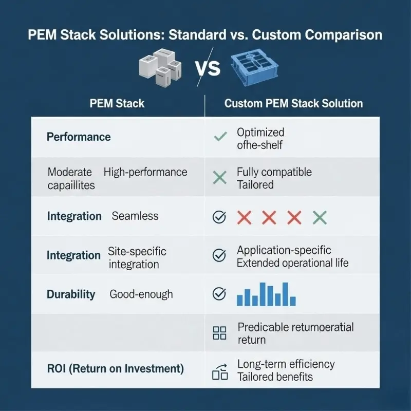 standard vs custom pem stack comparison chart
